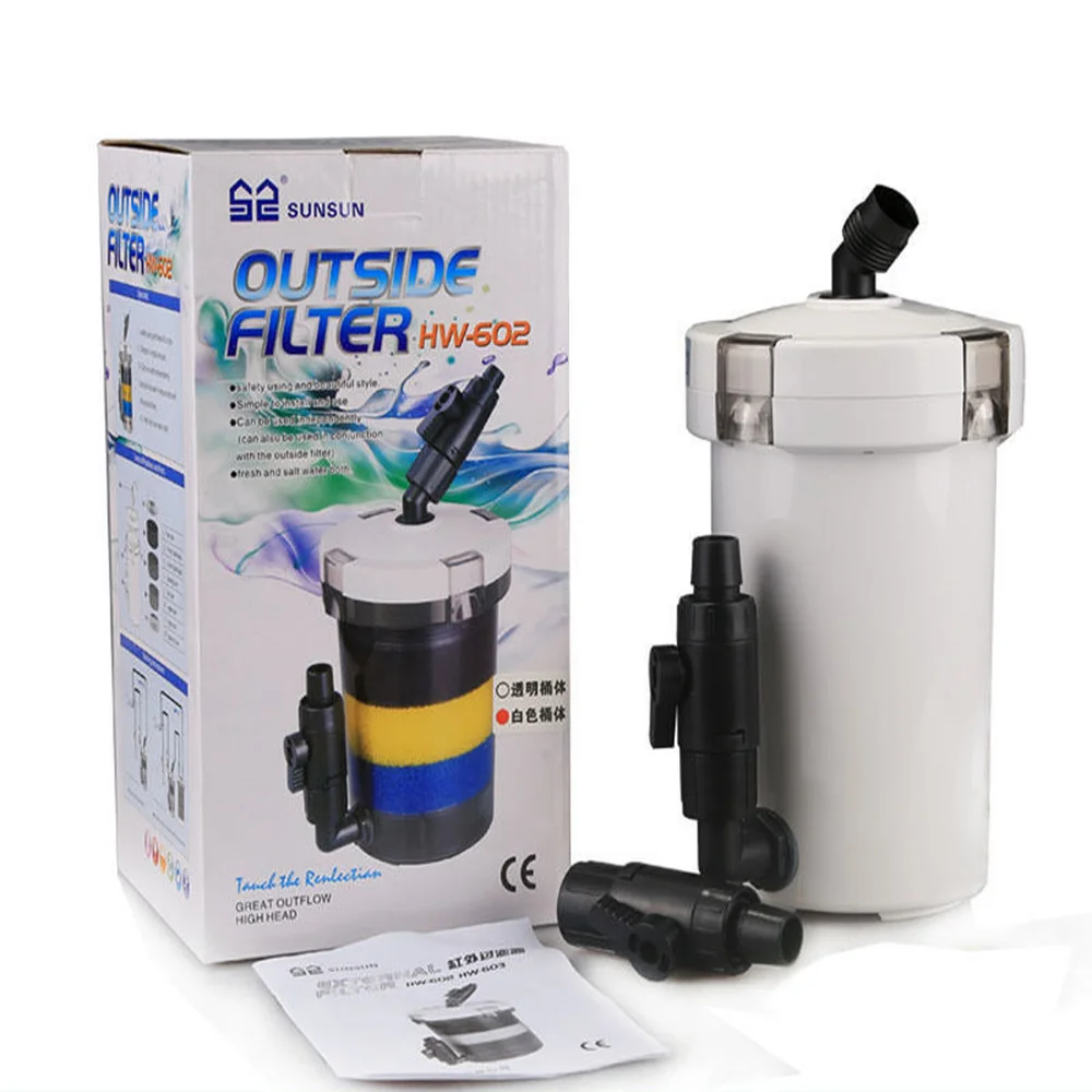 

110-240V SUNSUN HW-602 HW-603 Ultra Quiet 4-Stage External Canister Filter Pump for 60cm Aquarium Fish Tank Sponge Filter Bucket