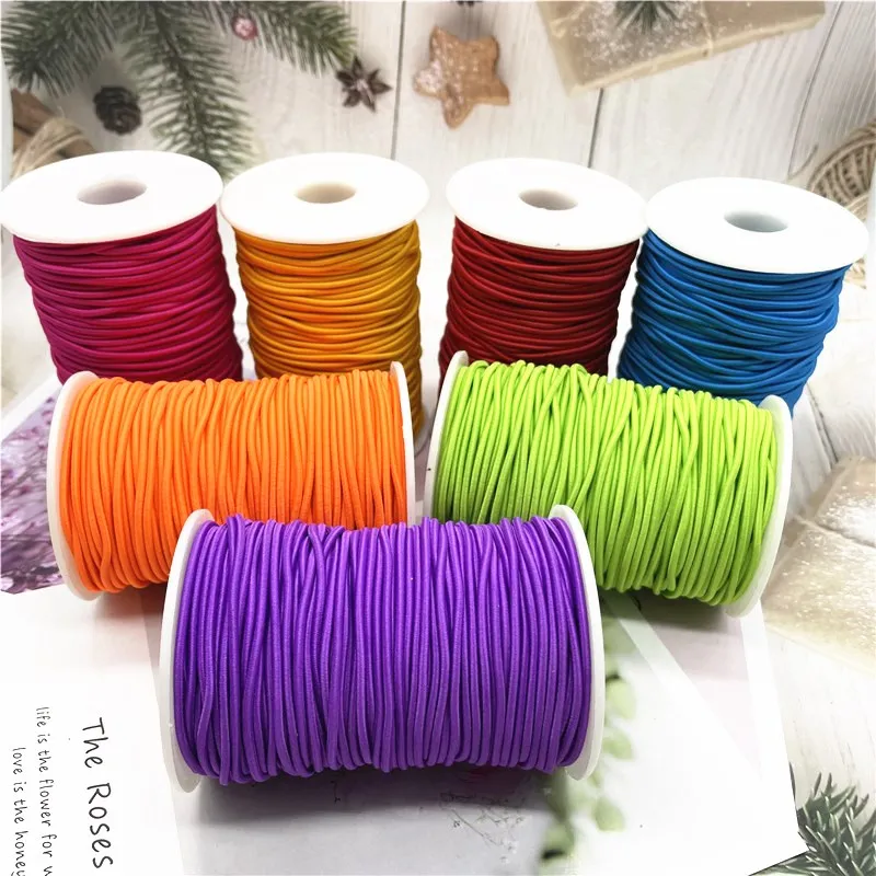 50m/lot 2mm Colorful High-Quality Round Elastic Band Round Elastic Rope Rubber Band Elastic Line DIY Sewing Accessories