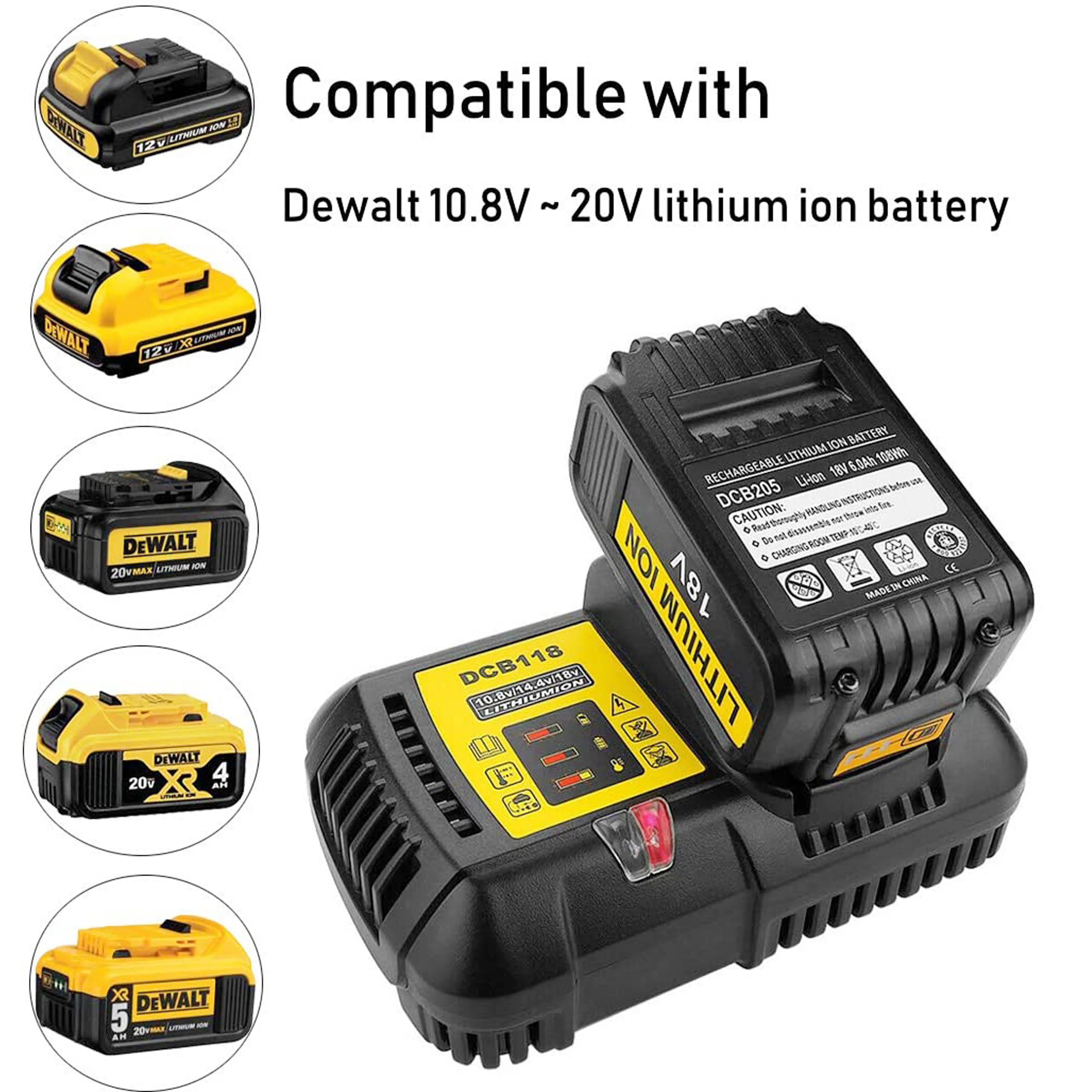 Per Dewalt Li-Ion Battery Charger 10V 12V 14.4V 18V 4.5A Per DCD710 DCF610 DCS310 DCF88 DCG412L2 DCB112/118