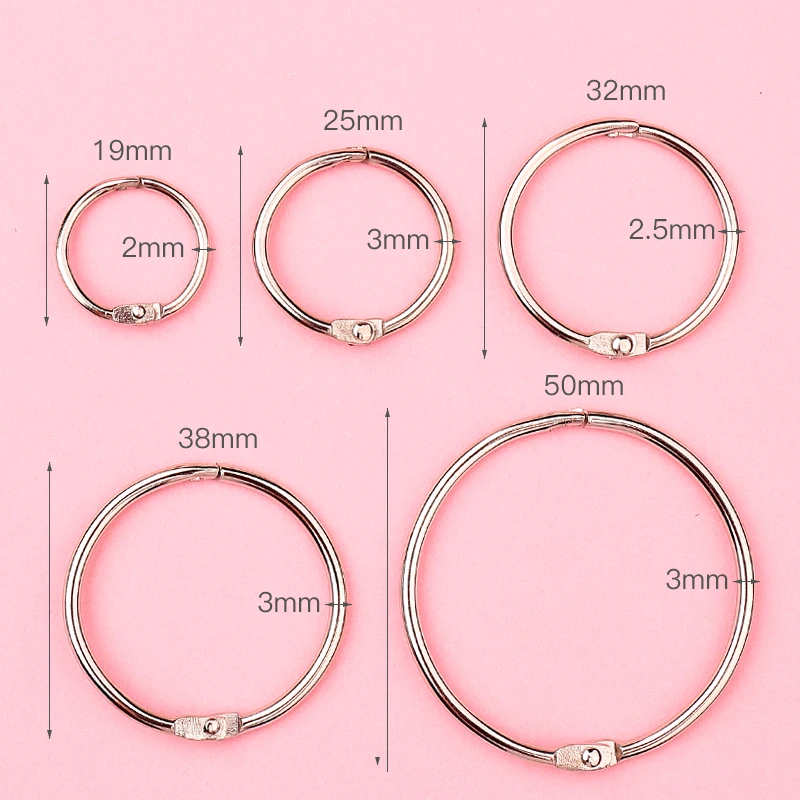 10 stücke Metall Binder Ring Buch Alben Lose Blatt Buch Binder 19-50mm Binder Ring Hoop Multifunktionale Ring kreis Bindung Liefert