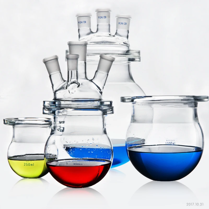 

Laboratory Glass reactor Reaction kettle Three or four necks Glass Reaction still Flask Beaker