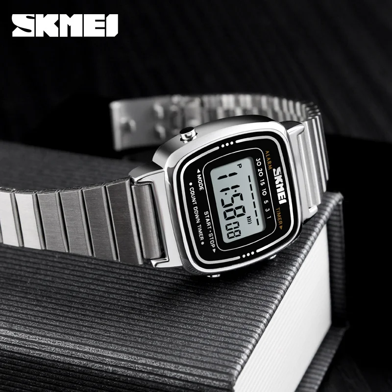 SKMEI-Montre-bracelet numérique étanche à petit cadran pour femme, montre de sport à la mode, montres pour femme, grandes marques, luxe, 3 bars