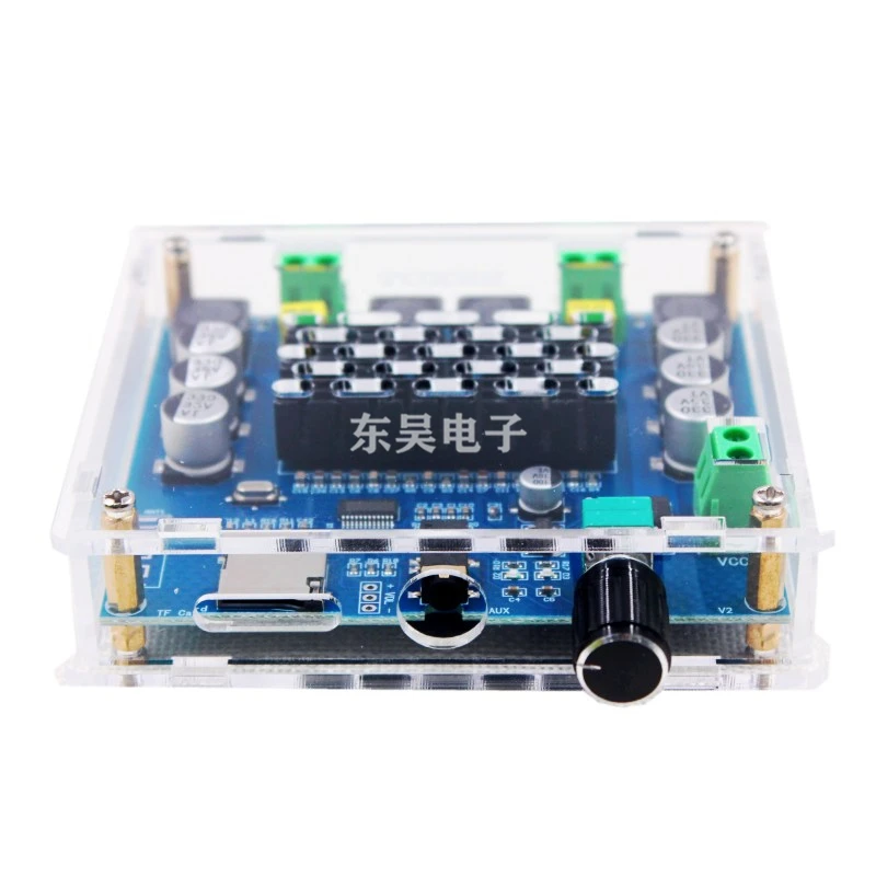 Placa amplificadora de potencia Digital Xh-a105, Bluetooth 5,0, compatible con Aux con potenciómetro Dual de 100W, alta potencia de 12-30v