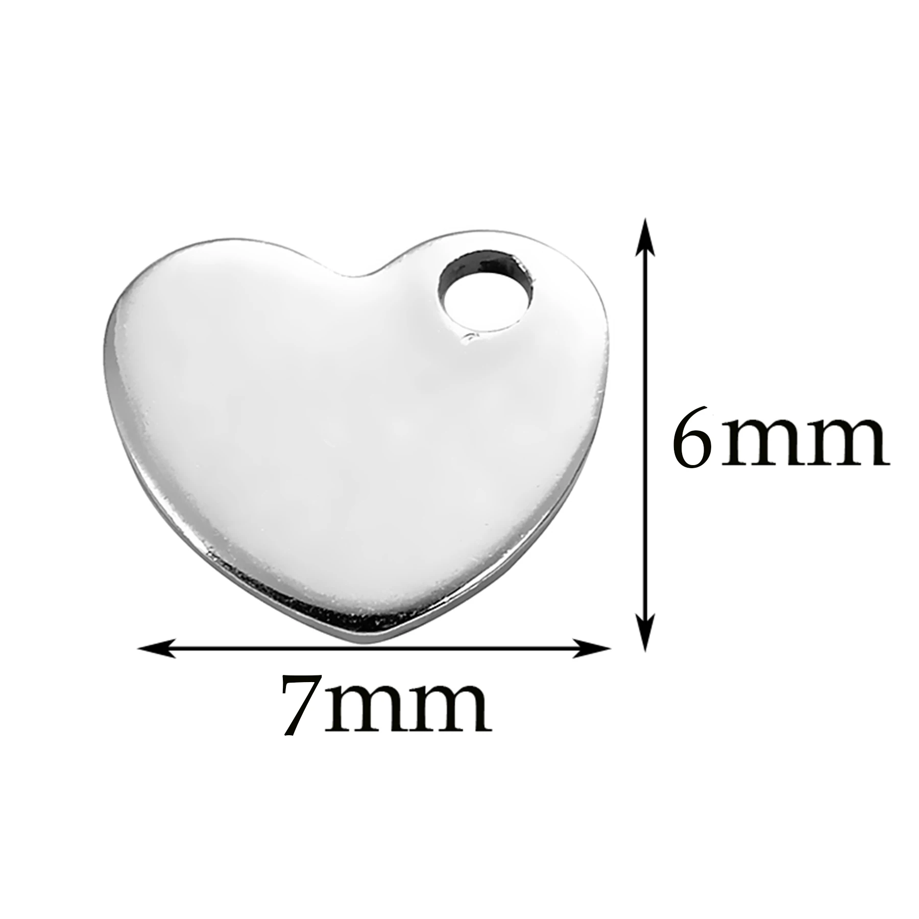 50PCs Stainless Steel 6x7mm Heart Dog Tags Charms Jewelry DIY Findings For Pendant Necklace Making Wholesale