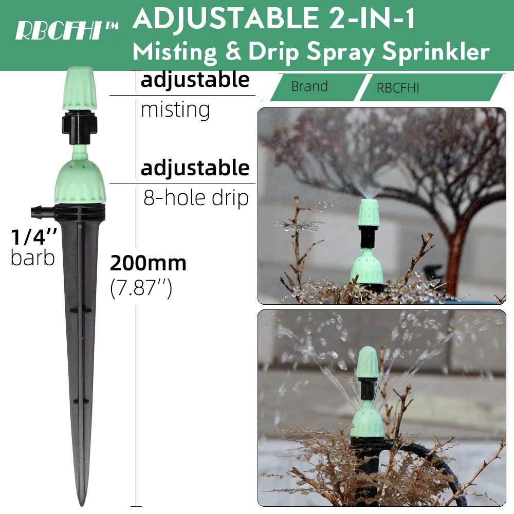 10-25M 45W Pump Self-Priming Watering System Adjustable 2-IN-1 Misting Spray Drippers Garden Balcony Irrigation Kit 110-124V