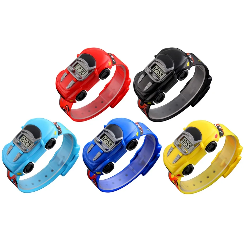 Cartoon Car Children Watch Toy for Boy Baby Fashion Electronic Watches Innovative Car Shape Toy Watch Kids Xmas Gift Wholesale