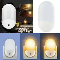 Dusk to Dawn Automatic LED Night Lights Wall Plug In Light Sensor Warm White Lamp For Children Kids Bedroom