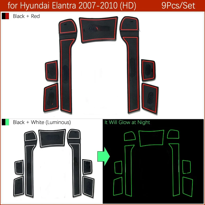 for Hyundai Elantra HD 2007 2008 2009 2010 Rubber Anti-slip Mat Door Groove Cup pad Gate slot Coaster Interior Car Accessories