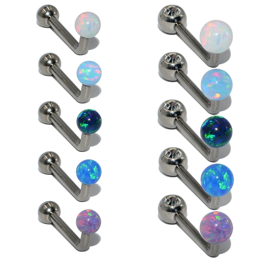 1pcs Titanium Vertical Hood Piercing Opal CZ Internally Threaded Clitoris Ring Sexy Vagina Genital VCH New Body Piercing Jewelry