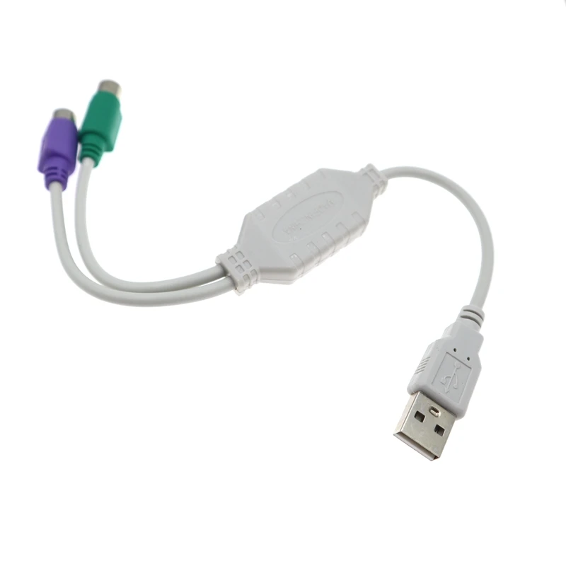 Doppio cavo convertitore adattatore PS2 PS/2 MINI DIN da 6pin a USB 2.0 per Mouse tastiera PC portatile