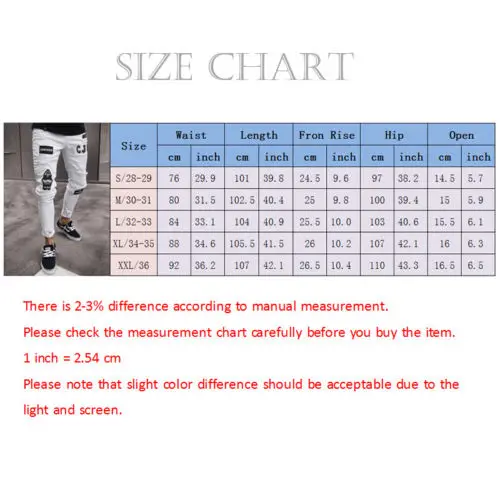 Mens Stretch Ripped Skinny Biker Jeans Pants Destroyed Slim Fit Denim Trousers