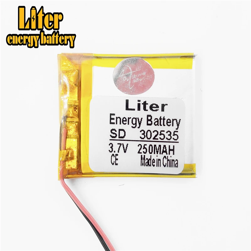 polymer lithium battery 302535 3.7V 250mah mp3 plug-in card bluetooth wireless