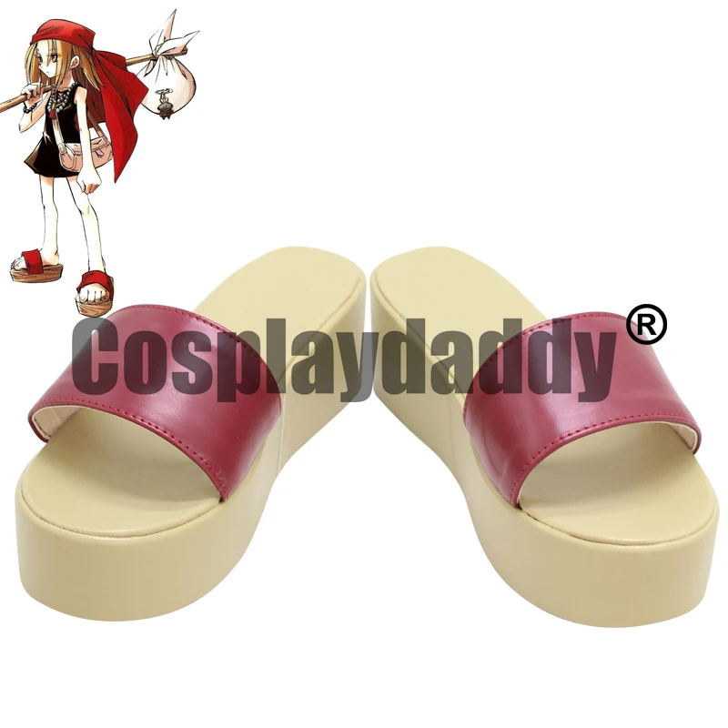 Shaman King Funbari Onsen Asakura Anna Kyoyama Anna Anime Manga Cosplay Platform Slide Sandals Shoes X002