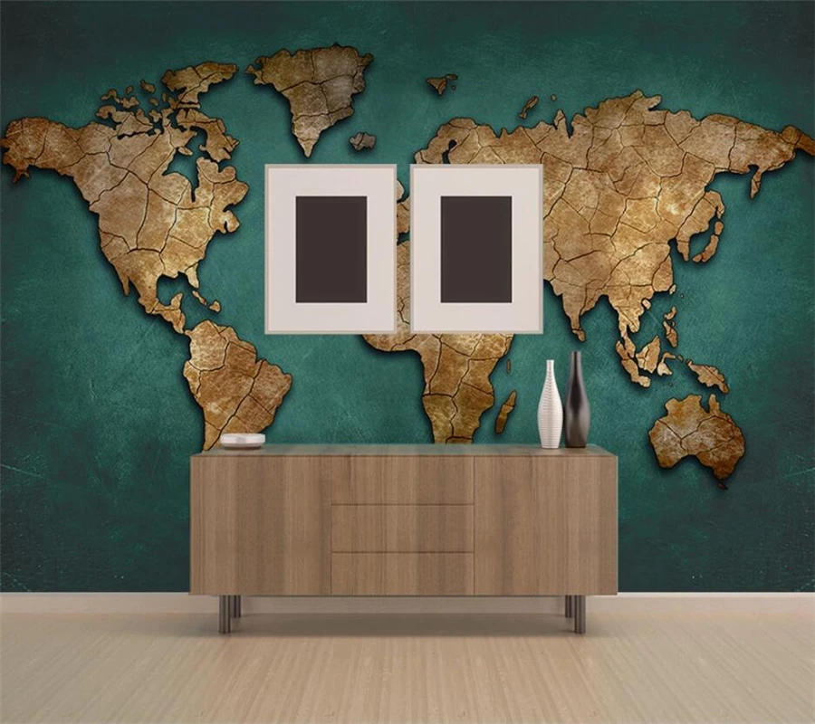 Customized 3d photo wallpaper retro crack world map background wall living room bedroom restaurant decoration painting wallpaper