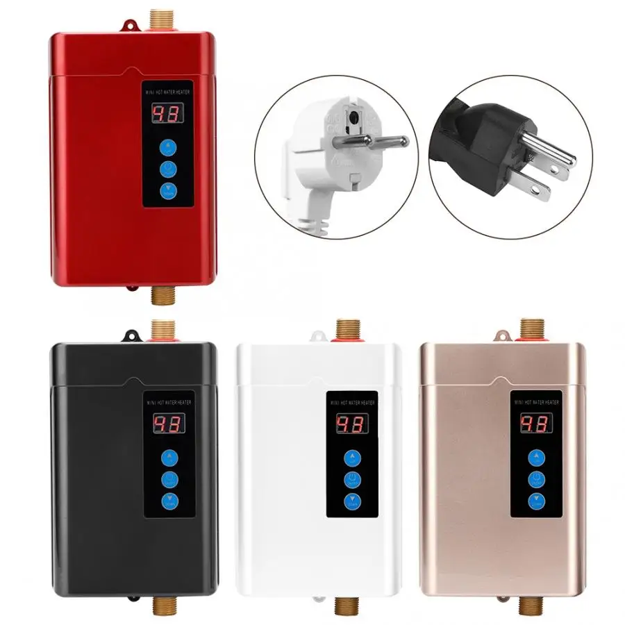 Electric Tankless Water Heater 4 Gears Mini Hot Instantaneous Water Heater System for Kitchen Bathroom 110-240V