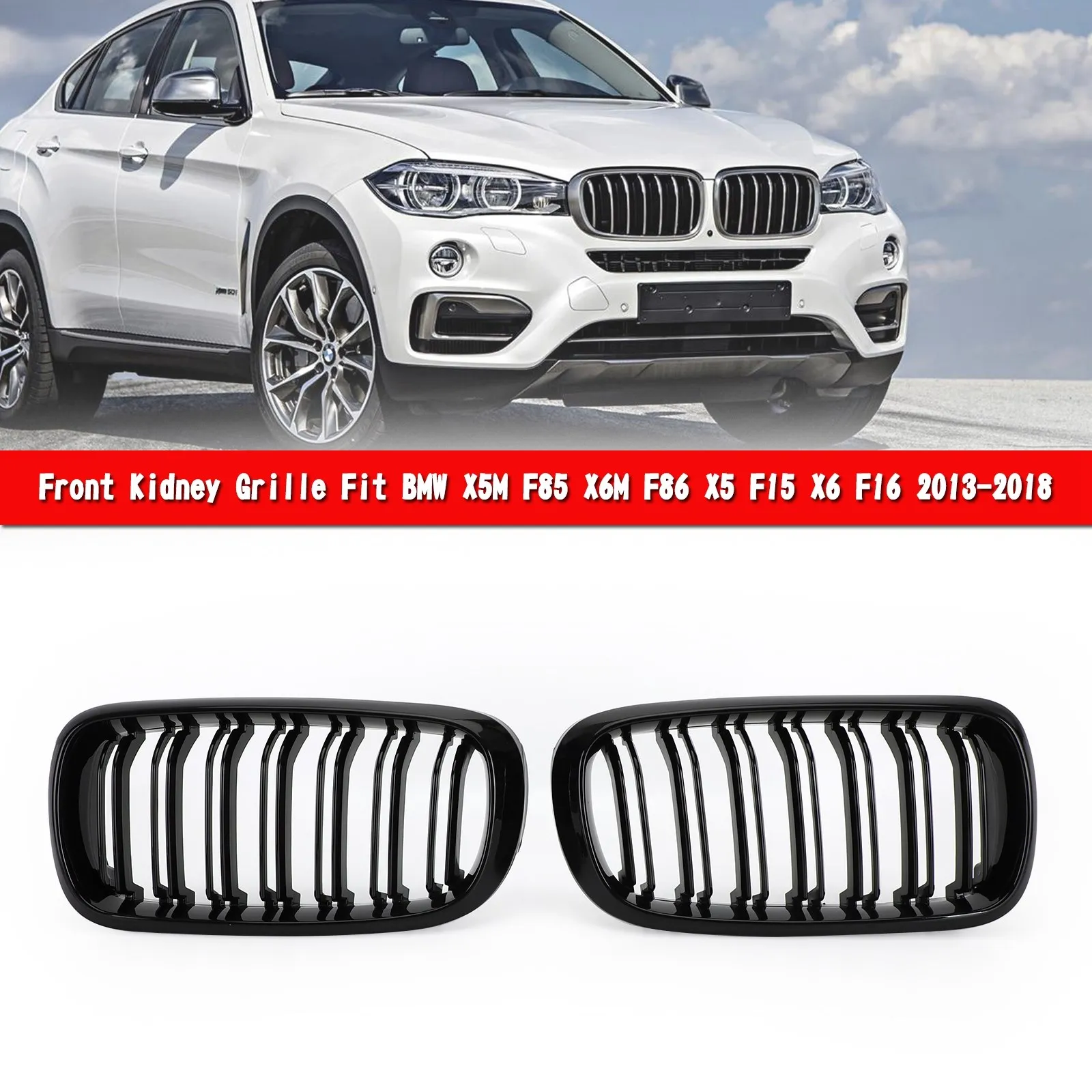 

Artudatech Gloss Black Dual Front Kidney Grille Fit For BMW X5M F85 X6M F86 X5 F15 X6 F16 13-18 Car Accessories