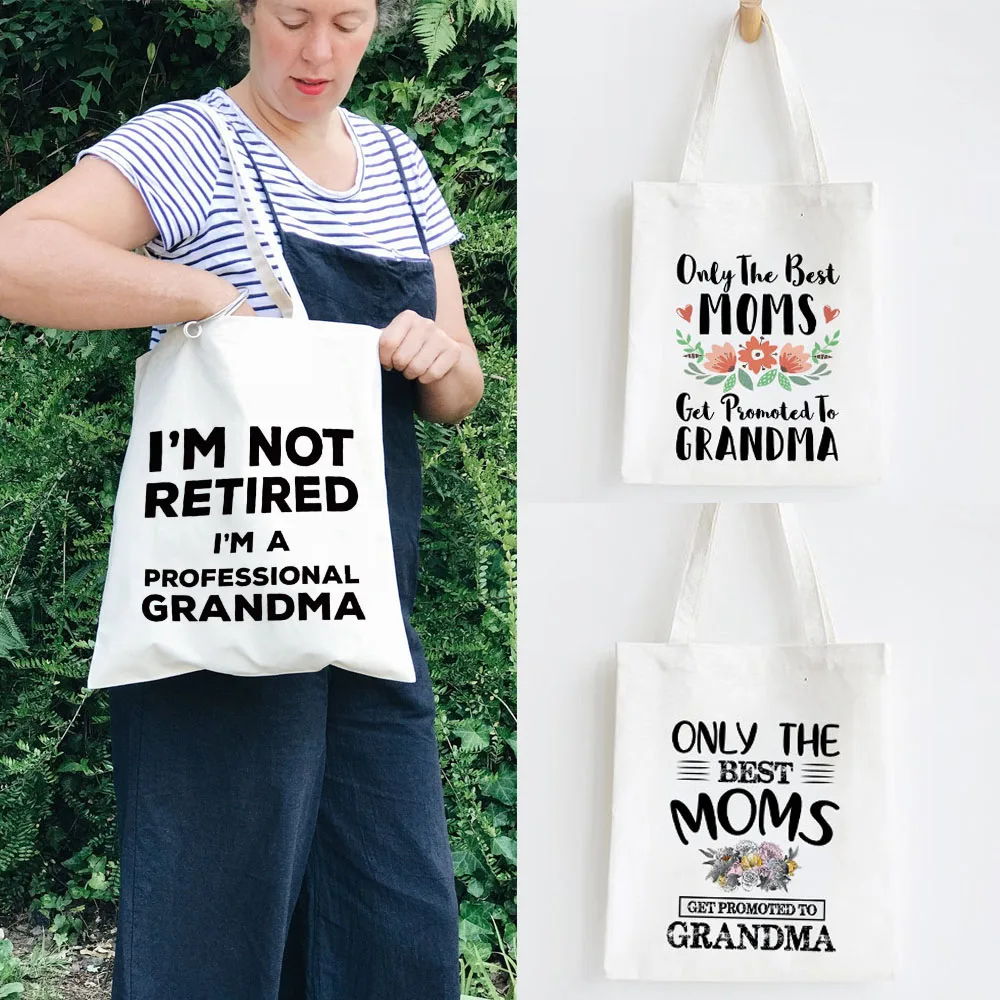 World's Best Grandma Canvas Tote Shopping Bag Grandma Shoulder Shopper Bags Lady Handbag Large Tote New Grandma Gift