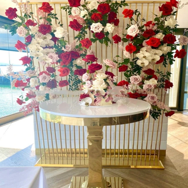 

1pcs)No the table including)Wedding Decoration Gold Stainless Steel fower wall arch mental Backdrop For Sale yudao1936