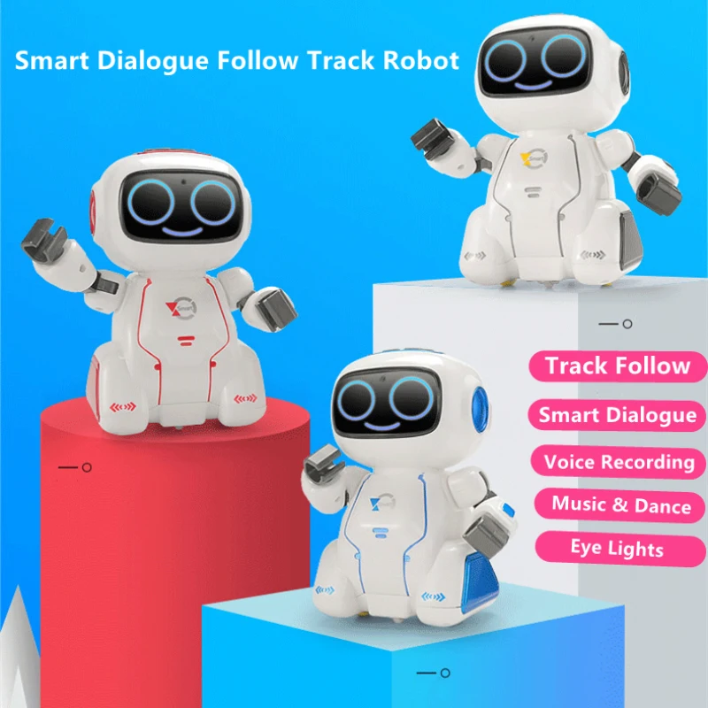 Smart Dialogue Track Follow Voice Control Robot Voice Record Function Music And Dance Anti-Fall Mode Tell Story Kid's Puzzle Toy