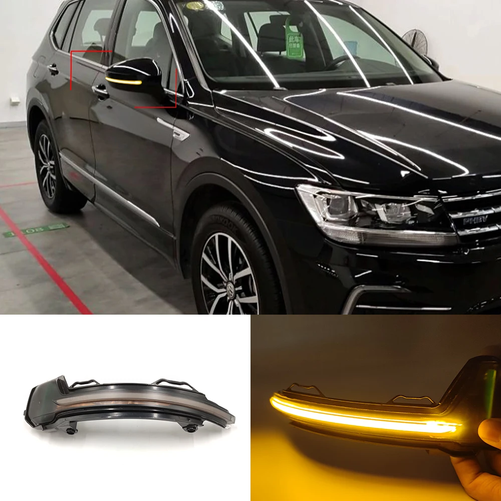 For VW Tiguan MK2 2017 2018 2019 Touareg MK3 EU 2019 Scroll Side Rearview Mirror LED Dynamic Turn Signal Flashing Light Blinker