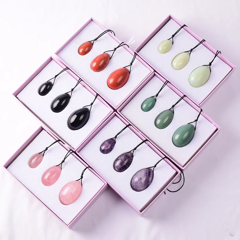 Massage Egg 3 Pcs Set Jade Crystal Rose Quartz Yoni Ball Health Pelvic Floor Muscle Vagina Massager For Kegel Exercise Care Tool