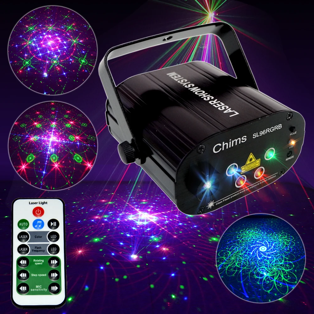 Chims Stage Light RGB Disco Laser 80 Pattern Laser Light DJ Led Lights Effect Colorful Party Projector Laser Show Xmas Music Bar