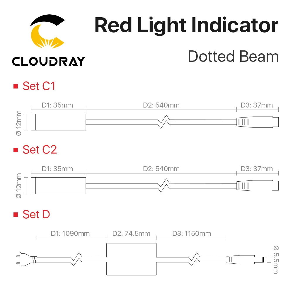 Cloudray Red Dotted Beam Light  650nm 5V Infrared Adjustable Laser Module Locator + Adapter for Fiber Marking or Cutting Machine