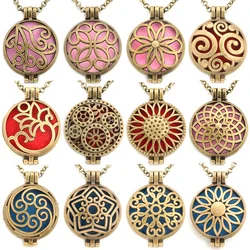 New Creative Style Aroma Flowers Necklace Retro Open Hollow Pendant Perfume Oil Diffuser Exquisite Locket Exquisite Gift Jewelry