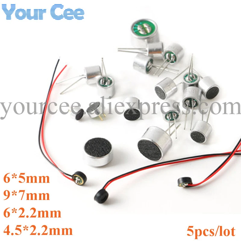 5pcs Microphone MIC Condenser 6*5mm 9*7 4.5*2.2 6*2.2mm Electret Microphone Pickup 6x5mm 9x7mm 4.5x2.2mm 6x2.2mm MP3 Accessories