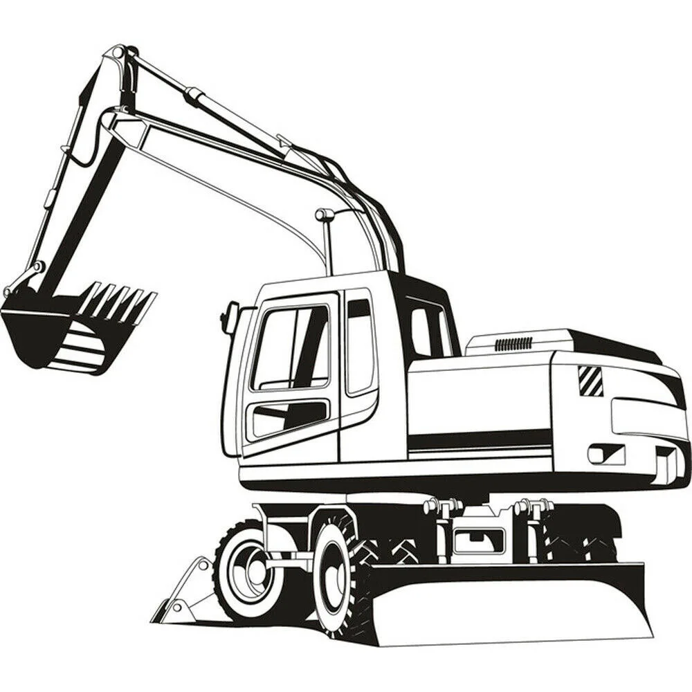 Construction Digger Wall Sticker Home Decor Nursery Children Room Living Room Sofa Background Vinyl Romovable Wall Decals Y596