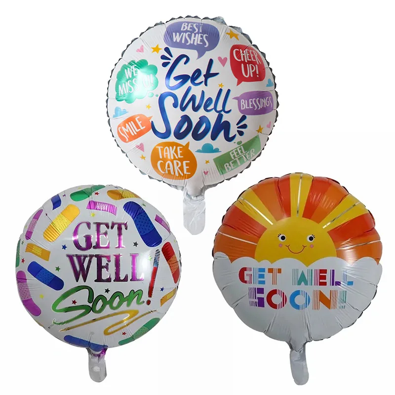 10pcs 18inch Get Well Soon Foil Helium Balloons Best Wishes Air Globos Birthday Wedding New Year Party Decoration Supplies Ball