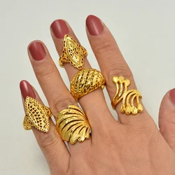Dubai Gold Color Arab Rings for Women/Adolescent Wedding Jewelry African Gift