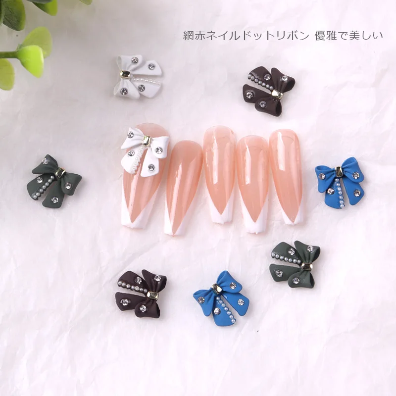 TSZS 2022 New Bow Pearl Bow Decoration Diamond Jewelry lega Nail Art accessori