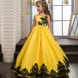 4-15 Years Elegant Embroidery Girl Long Evening Dress Baby Girls Wedding Party Dress Children's Princess Costume For Teen Girl