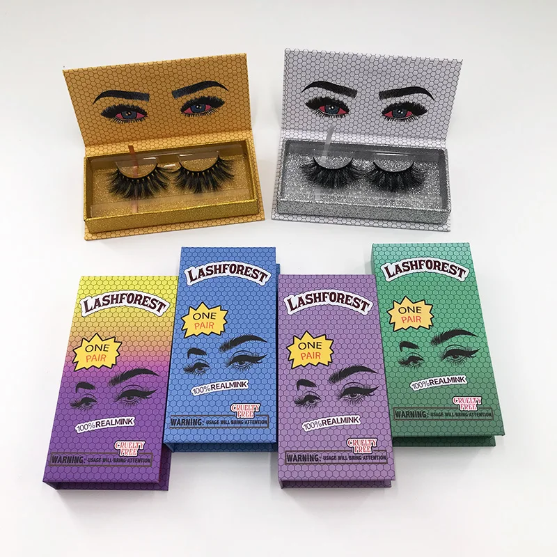 Wholesale Dramatic 25mm Mink Eyelashes Custom Logo Lashforest Magnetic Case Eyelash Packaging Box