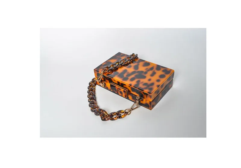 2021 funky acrylic leopard square clutch bag  for lady evening