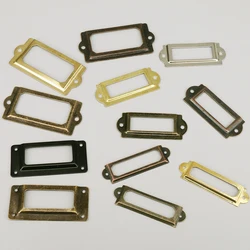 10PCS Office Library File Drawer Cabinet Card Tag Label Holder Metal Frame with Screws Black Bronze Gold Silver