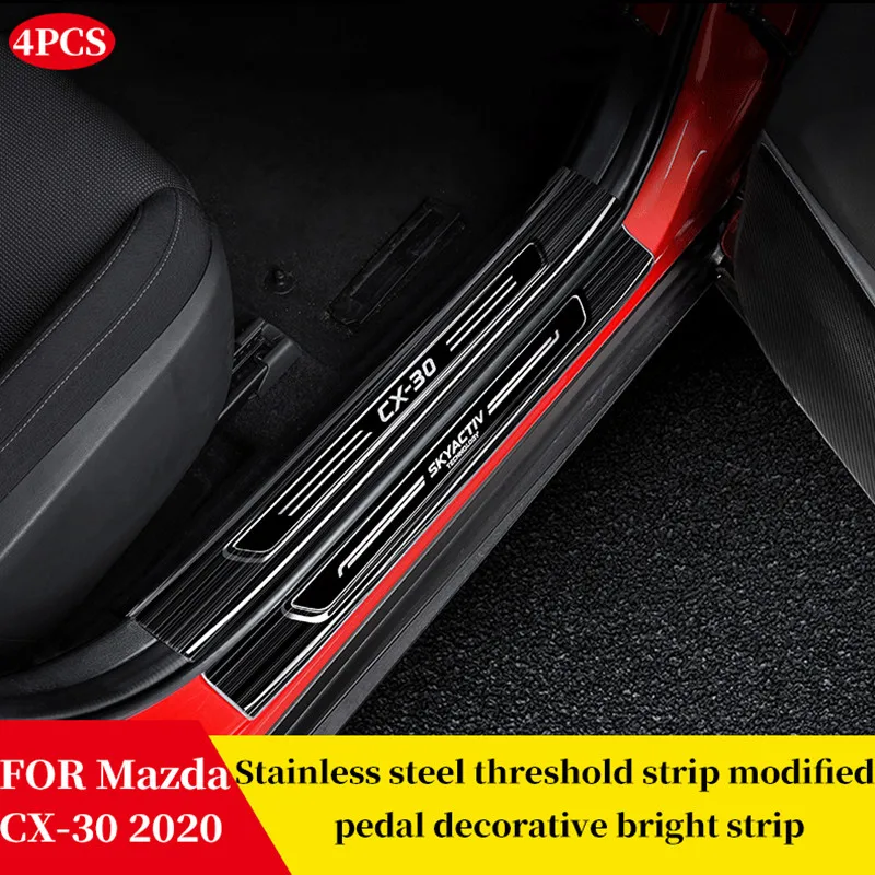 FOR Mazda CX-30 CX30 2020 stainless steel threshold strips modified welcome pedal decorative bright strip special accessories