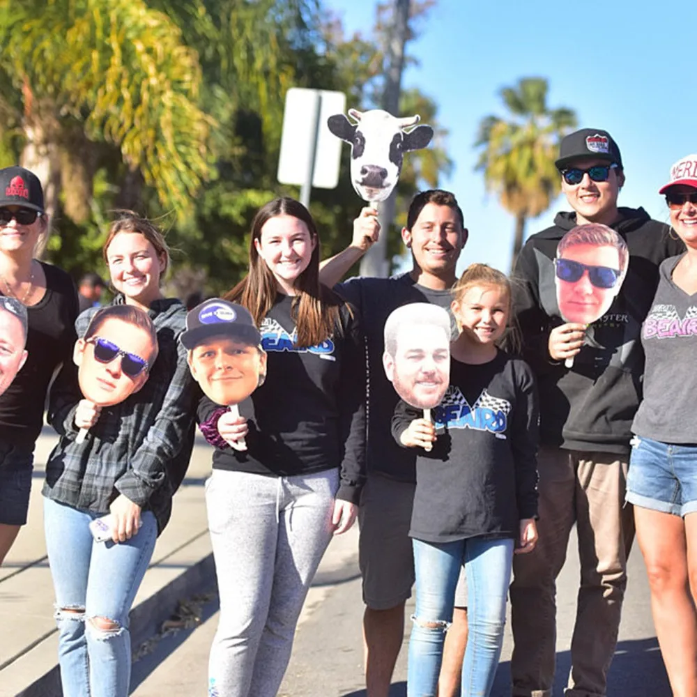 Custom Sports Team heads Multi-Face Fans on a Stick 12\