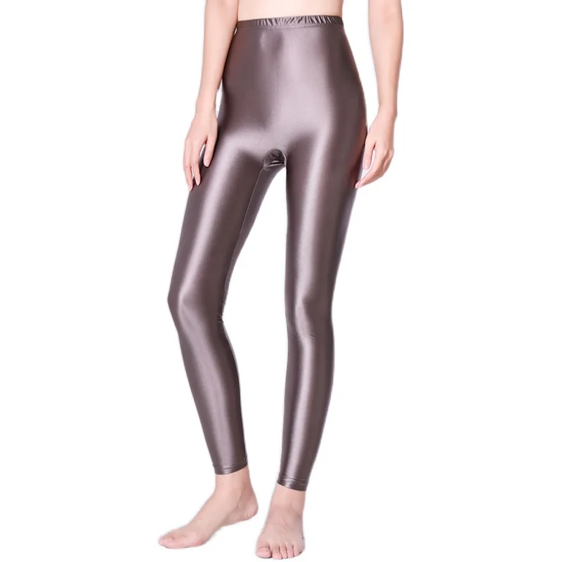 High Waist Hip Yoga Fitness Pants Quick-drying Sexy Spandex Shiny sports Tights Silky Smooth Glossy Fetish Leggings