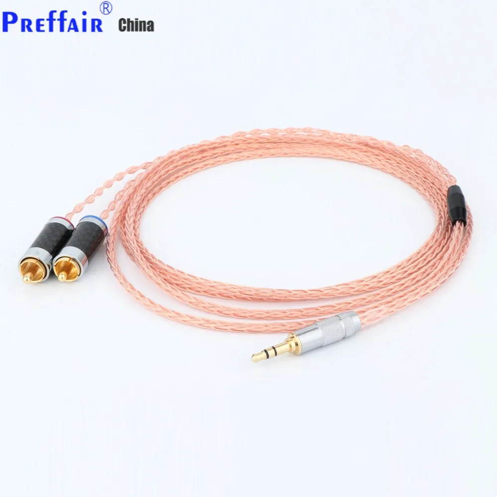 8 strands of 7N single crystal copper 3.5 points two to two RCA plug cable audio signal line audio video wire