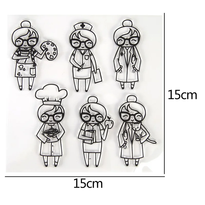 New Style Smiling Painter Girl  Transparent Silicone Clear Stamp For Scrapbooking DIY Craft Decoration Soft Stamp Photo Album