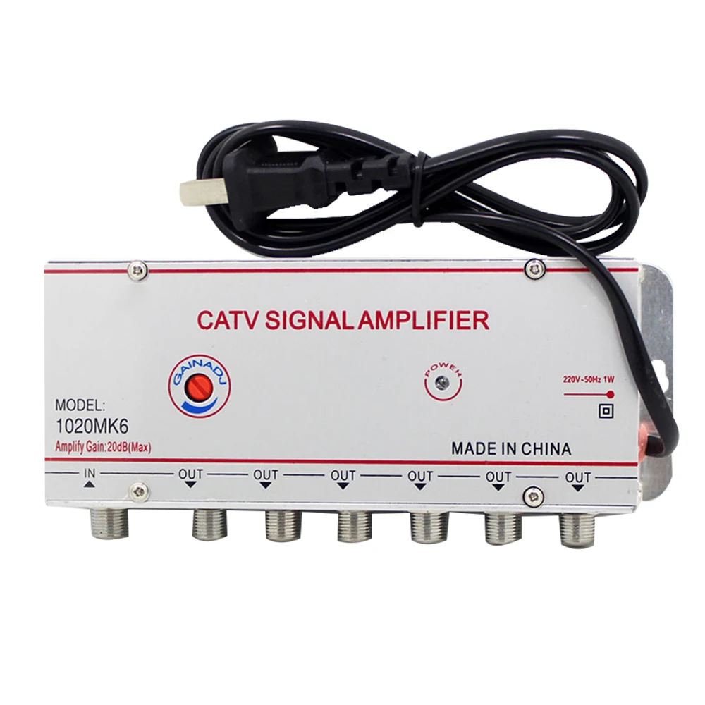 2/3/4/6/8 Way 20/30dB CATV Digital Cable TV Box Antenna Indoor Signal Amplifier 220V 50/60Hz Adjustable Gain