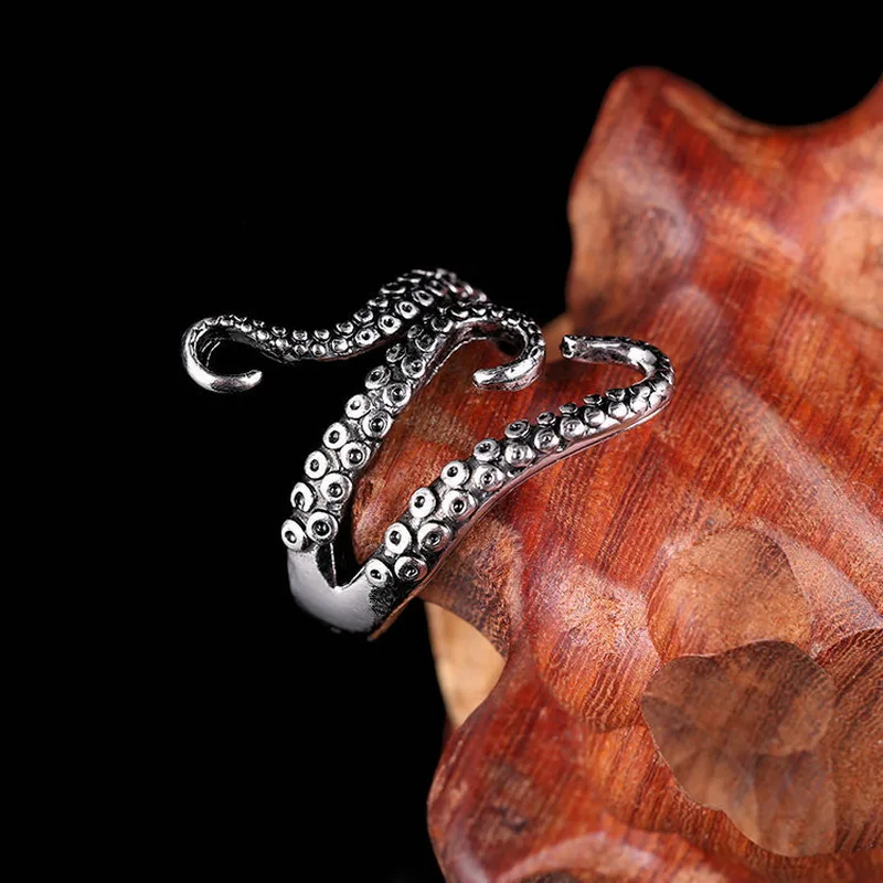 Titan Stahl Octopus Ringe Gothic Tiefsee Monster Tintenfisch Finger Punk Tentakel Ring Einstellbare Größe Persönlichkeit Schmuck Geschenk