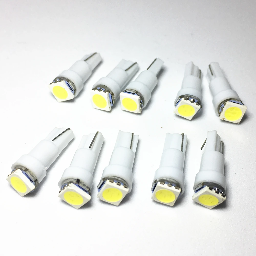 10PCS T5 led 17 37 73 74 SMD 5050 0.5W Auto LED Lamp Car Dashboard Instrument Light Bulbs white blue red yellow green Bulb 12V