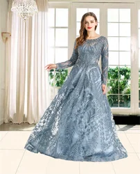 Evening Dresses Blue Long Luxury 2021 Dubai Sequin For Women Party, Wedding, Prom HO1066