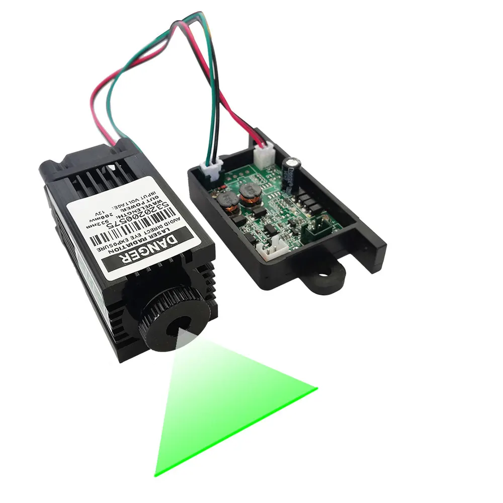 Professionele 532nm 200Mw Groene Laser Module Lijn Generator Ttl Dc 12V Met Voeding