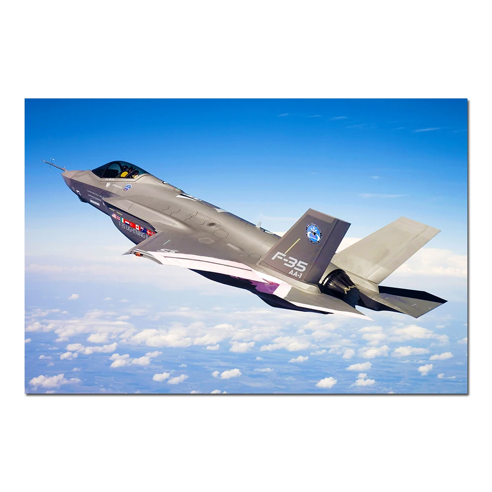 Airplane F-35 Fighter Poster Wall Art Canvas Cloth Fabric Print Painting for Room Home Decor