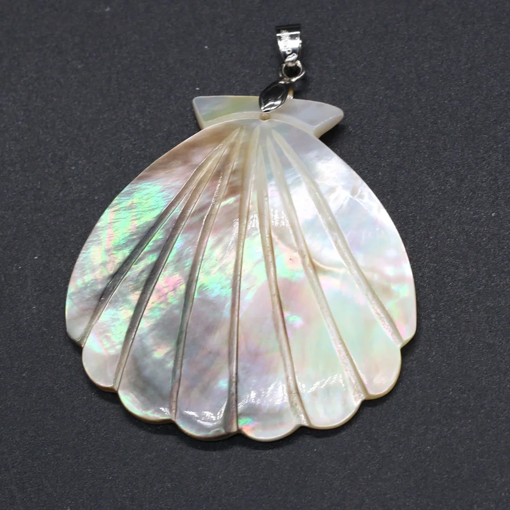 Natural Mother of Pearl Art Pendants Reiki Heal Polished Scallop Shell Charms for Jewelry Making DIY Necklace Earring Gifts