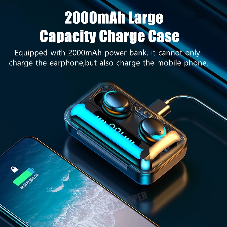 Draadloze Hoofdtelefoon Bluetooth Koptelefoon Waterdichte Oortjes Sport Oordopjes Voor Iphone Huawei Samsung Xiaomi Tws Muziek Headset